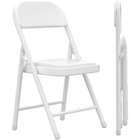 Lot de 1 Chaises Pliantes en Similicuir Blanc - Confort Ergonomique & Rembourrage Dense, Design Minimaliste Gain de Place pour Cuisine/Bureau/Salon - Structure Métallique Robuste & Montage Instantané (1/4)
