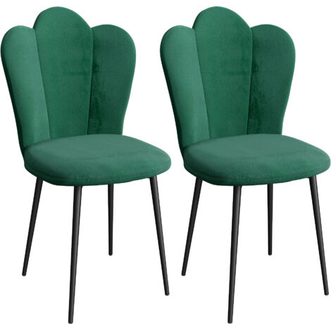 2 chaises de salle à manger à dossier haut en velours, chaise de cuisine rembourrée verte, chaise de conférence ergonomique, charge maximale 130 kg (1/5)
