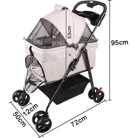 Poussette Pliable à Double étage Pour Deux Petits Chiens Ou Chats (15 Kg Par Niveau), 3 En 1, Avec Fenêtres En Filet, Cordes De Sécurité, Espace De Rangement Et Porte-gobelet, Légère Et