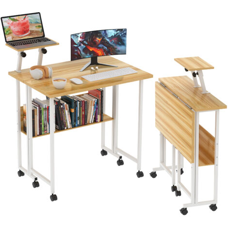 Bureau Pliant pour Adolescent avec Étagère de Rangement - Design Épuré 58x80x75cm, Bureau d'Étude & Télétravail - Gain de Place Maximal & Structure Robuste (1/5)