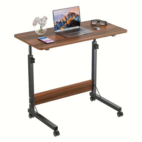 Sifree – Bureau réglable en bois massif 80x40cm – Hauteur ajustable 62-90cm – Roulettes bloquables pour espaces réduits – Charge 100kg