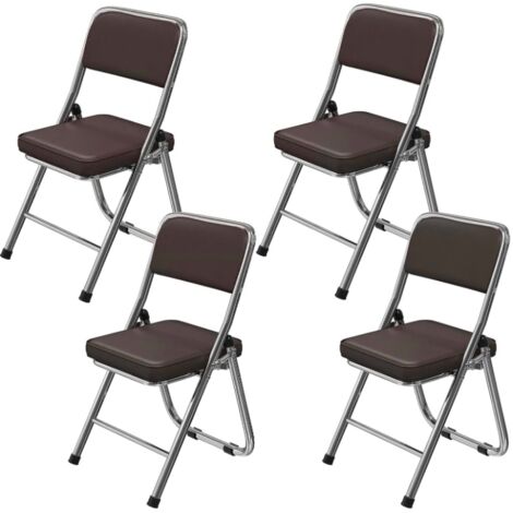 Lot de 4 Chaises Pliantes en Simili Cuir Pieds Chromés Luxe – Design Moderne pour Cuisine/Bureau/Salle de Réunion Confort Ergonomique & Nettoyage Facile – Stockage Compact (1/5)