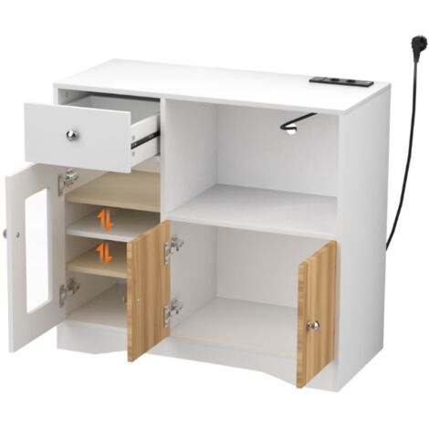 Sifree – Armoire de cuisine électrique 3 portes avec tiroir coulissant – Dimensions 83x40x80cm – Prises et USB intégrés – Compatible micro-ondes et cafetières (1/4)