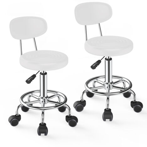 Lot de 2 Tabourets Pivotants Multi-Usage (Coiffure/Bureau/Étude) – Hauteur Réglable 47-62cm avec Repose-Pieds – Cuir Synthétique Facile à Nettoyer – 200kg Charge Max (1/5)