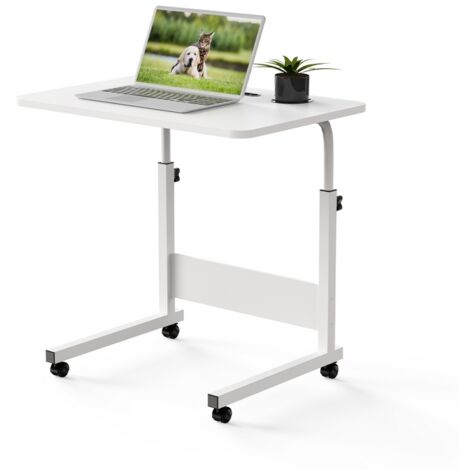 Table Bureau Debout Réglable avec Porte-Gobelet & Fente Intégrés - Plateau Mobile à Roulettes (60x40x63-87cm), Multifonction pour Canapé/Chambre/Bureau - Design Épuré & Gain de Place (1/5)