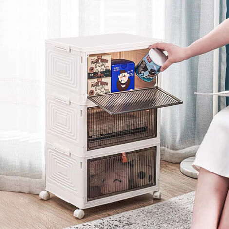 IIRARA Cassie Rangement Plastique 3x63L Caisse De Rangement Avec Roulettes Ouverture Frontale Et