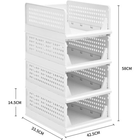 Organisateur Armoire Vetement 4pcs Boite De Rangement Plastique Pliable Et Empilable Organisateur Tiroir Coulissant Pour Vetement Pantalon Chambre 99032599