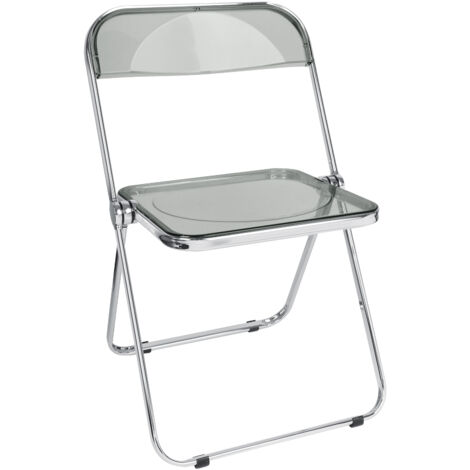 Chaise Pliante Robuste en Acrylique et Métal Chaise Visiteur Chaise Pliable style Industriel pour Bureau Cuisine (1/5)