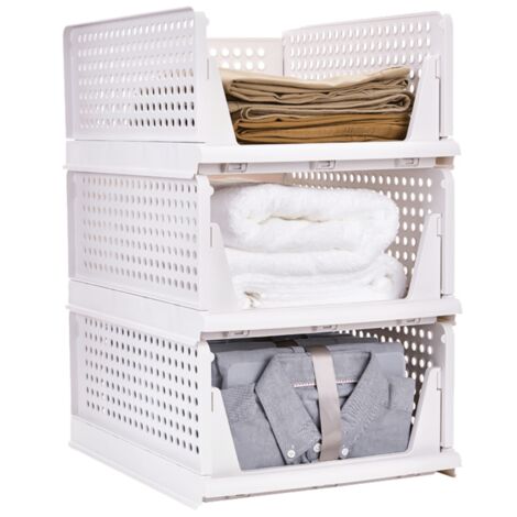 Organisateur Armoire, Lot de 3 Organisateur tiroir Étagère de rangement pliable et empilable à glissière pour les vêtements (1/5)