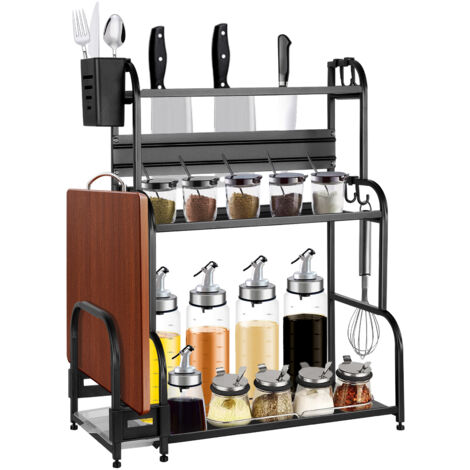 Range-Épices Cuisine en Acier Carbone avec Porte-Planche à Découper – Gain de Place Design 48x22x56cm, Résistant à l'Humidité & Anti-Rayures (Installation Rapide pour Petites Cuisines) (1/5)