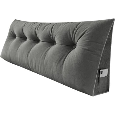 Oreiller Triangulaire en Lin Et Coton, 160x20x50cm Grand Coussin De Chevet en Coton, Oreiller De TêTe De Lit Amovible, pour Canapé-Lit (1/5)
