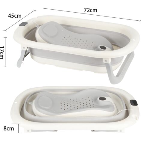Bébé Baignoire Portable Avec support de bain Bébé Pliable Bain Sûr  Avec affichage de la température 0-3 Ans