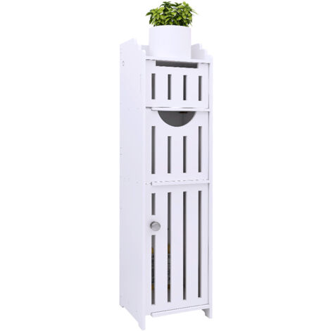 Support Papier Toilette avec tiroirs Armoir Toilettes en PVC Blanc