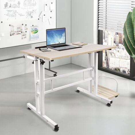 Table Roulante Ordinateur Portable Table Bureau Roulante Réglable Hauteur 58 -89cm - Plateau Ordinateur Souris, Rose, Avec Roulettes Table Portable Assis Debut