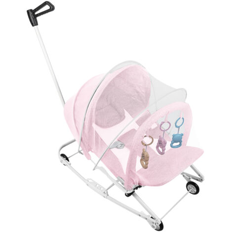 2 en 1 Transat pour bébé Réglage de l'angle à 4 vitesses - Pliable Poussette pour bébé Avec 3 jouets