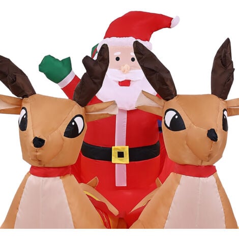Père Noël Gonflable Thuys Avec Traîneau - Père Noël Gonflable IP65 Efficacite Energie Resistant A La Neige Pere Noel Gonflable Exterieur Illumine 180cm Avec Ballast
