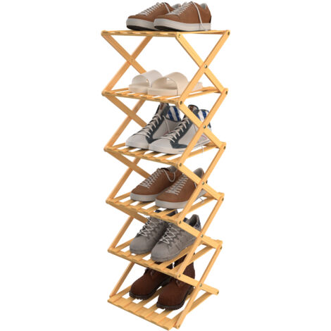 Étagère à Chaussures à 6 Niveaux, Meuble à Chaussures Couleur du bois (1/5)