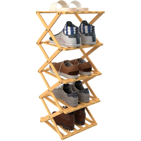 Étagère à Chaussures à 5 Niveaux, Meuble à Chaussures Couleur du bois (1/5)