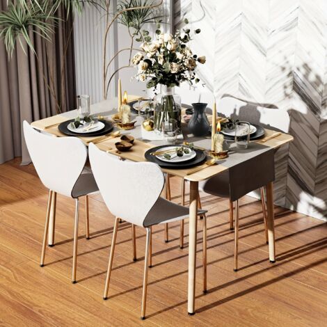 Lot de 4 Chaises de Jardin en Plastique 45.5x40x82.5cm Empilables, Résistantes aux Intempéries et Faciles à Nettoyer Pour Terrasse, Jardin, Cuisine (1/5)