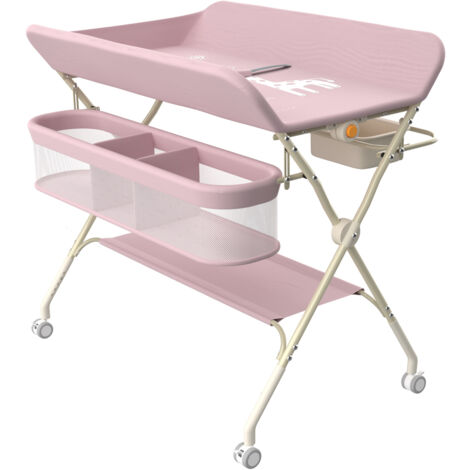 Table à langer pliable pour bébé, Étagère à langer Combinaison à langer Réglable en hauteur avec panier de rangement
