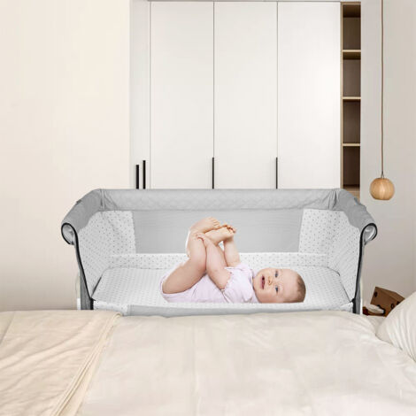 Berceau Cododo 3 En 1 Avec Matelas Et Moustiquaire - Hauteur Réglable 71-88 Cm - Lit Bébé 0-36 Mois Noir