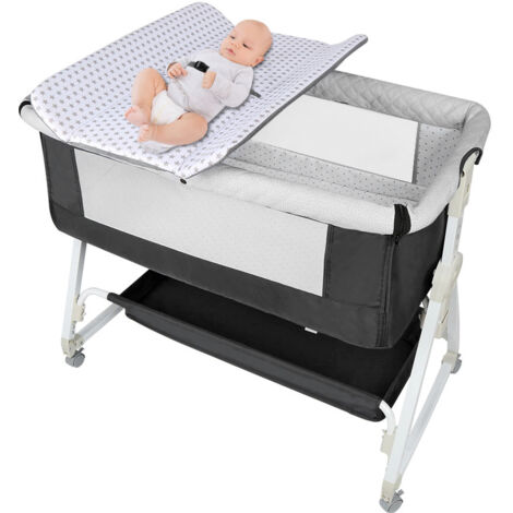 Lit Bébé Berceau Cododo pour Bébé 0-36 Mois - Hauteur Réglable - Matelas Inclus