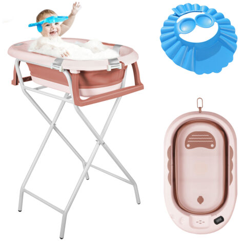 Baignoire Bébé Pliable XXL Avec Coussin De Bain Bebe Et Thermomètre Intégré  Et Chapeau de bébé - Baignoire Enfant Avec Siege De Bain Pour Bebe - baignoire Bebe Sur Pied