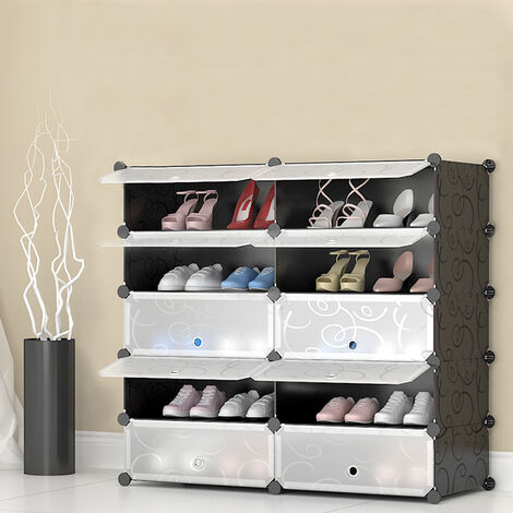 SiFree®Armoire à Chaussures Meuble de Rangement pour 24 Paires de Chaussures  12 Cube Etagère