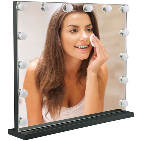 Miroir Maquillage Lumineux Led - 58Lx45,5lx12H cm - 15 Ampoules 3 Couleurs  Luminosité Ajustables - Miroir de Courtoisie Hollywood Miroir Maquillage