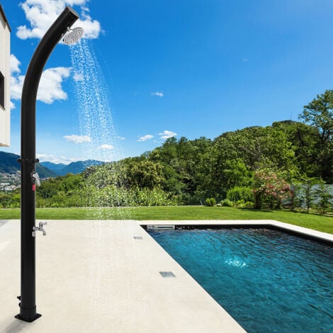 Douche solaire jardin 35 litres noire avec plaque de base piscine