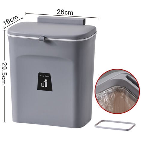 Poubelle à compost pour cuisine – 9 L – Poubelle de comptoir ou sous  l'évier, petite poubelle à suspendre avec couvercle pour salle de  bain/chambre(blanc) : : Cuisine et Maison