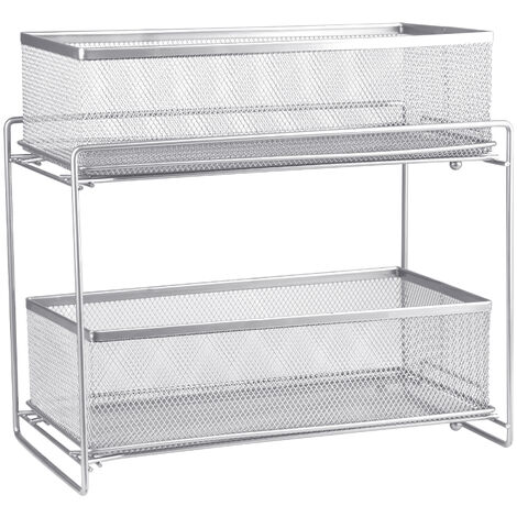 Sifree – Organisateur évier avec tiroir coulissant 2 niveaux – Accès facile sous évier – Économie d'espace pour cuisine et salle de bain – 35x18x32.5cm