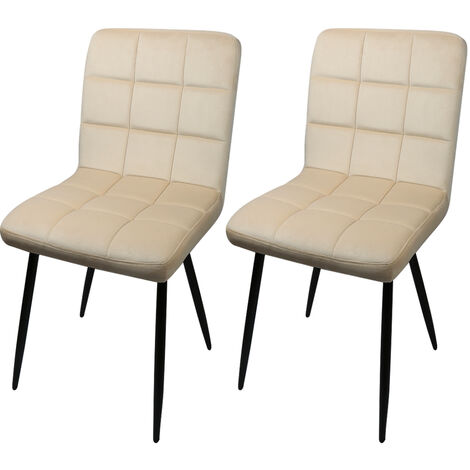 Lot de 2 Chaise de salle à manger, chaises en velours, Siège rembourrée, tissu imitation daim, pieds en métal, charge 120 kg, pour salle à manger, salon, chambre,beige (1/5)
