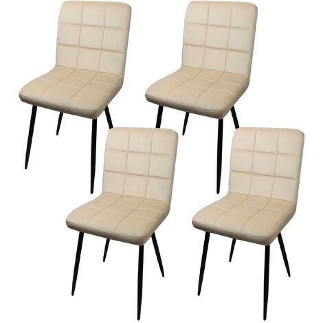 Lot de 4 Chaise de salle à manger,chaises en velours, Siège rembourrée, tissu imitation daim, pieds en métal, charge 120 kg, pour salle à manger, salon, chambre,beige (1/5)