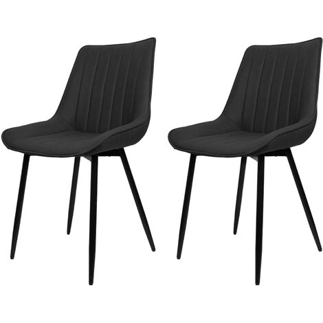 2PC Chaise de Salle à Manger Toile technique et jambe de fer rayures verticales(noir)charge 120 kg, pour salon, chambre (1/5)