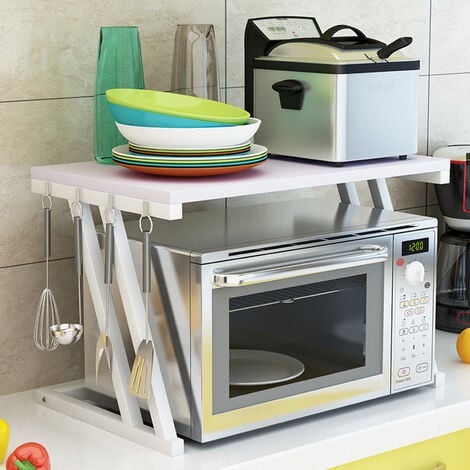 Étagère de cuisine 3 niveaux pour micro-ondes, rangement domestique et  support d'ustensiles de cuisine, Carré, Noir