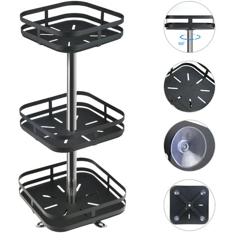 Plateau tournant d'armoire de cuisine noir, plateau pivotant en métal Spice  Rack, tourniquet rond en épices, rotatif à 360 degrés