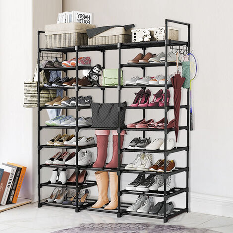 Etagère à Chaussures à 9 niveaux DIY en métal pour 46 paires - 1273058cm -Etagère à Chaussures avec crochet (1/5)