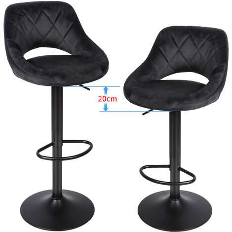 2chaise de bar, tabouret de bar, hauteur réglable : 87-107cm,dos fiable ,avec pédales , Rotation à 360°,capacité portante : 120kg, flanelle , acier inoxydable , 3337107 cm, noir (1/5)