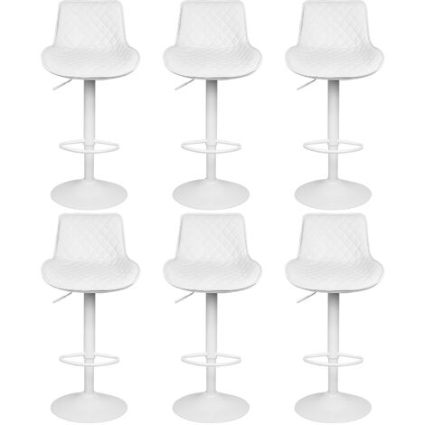 SiFree® Chaise de bar 6cps Chaise haute Hauteur réglable 83-103cm PU Motif diamant (blanc) (1/5)