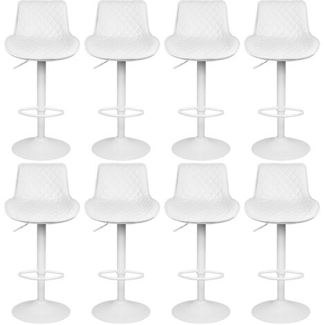SiFree® Chaise de bar 8cps Chaise haute Hauteur réglable 83-103cm PU Motif diamant (blanc) (1/5)