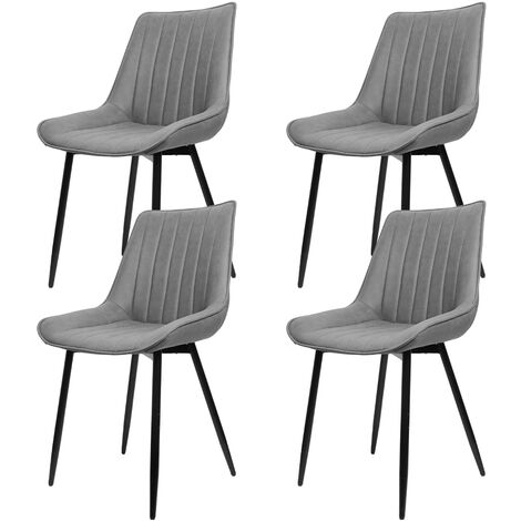 SiFree® 4X Chaise de salle à manger Hauteur d'assise 48cm 4X noirs Pieds en métal Écurie gris clair (1/5)