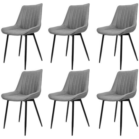 SiFree®6X Chaise de salle à manger Hauteur d'assise 48cm 4X noirs Pieds en métal Écurie gris clair (1/5)