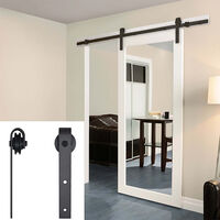 Sifree – Rail de porte coulissante 244cm en acier noir – Kit quincaillerie pour portes en bois – Charge maximale élevée – Installation facile