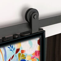 Sifree – Rail de porte coulissante 183 cm en acier noir – Système robuste pour portes en bois – Installation facile avec kit inclus