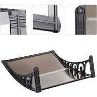 Sifree – Auvent de porte d’entrée 100x100cm – Marquise en polycarbonate – Résistant aux UV et à la pluie – Installation rapide sur murs en béton