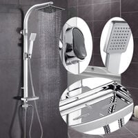 Colonne de douche Carré avec Douchette à main, Ensemble de Douche  Système de Douche à tête Carréeavec Chrome, avec porte-savon