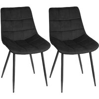 2 pièce Chaise de Salle à Manger Chaise de Cuisine rembourrée en Velours, Pied en métal, noir