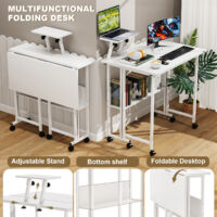 Bureau d'ordinateur pliable avec roulettes, petit bureau d'ordinateur électrique portable à roulettes avec support de rangement, bureau d'angle, bureau pliable pour petit espace, 58x80x75cm