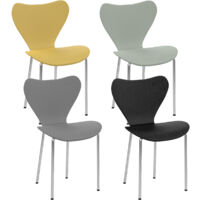 Lot de 4 Chaises Empilables en Polypropylène Renforcé - Design Moderne pour Cuisine/Salle de Réunion/Bibliothèque, Gain de Place Maximal & Confort Optimal